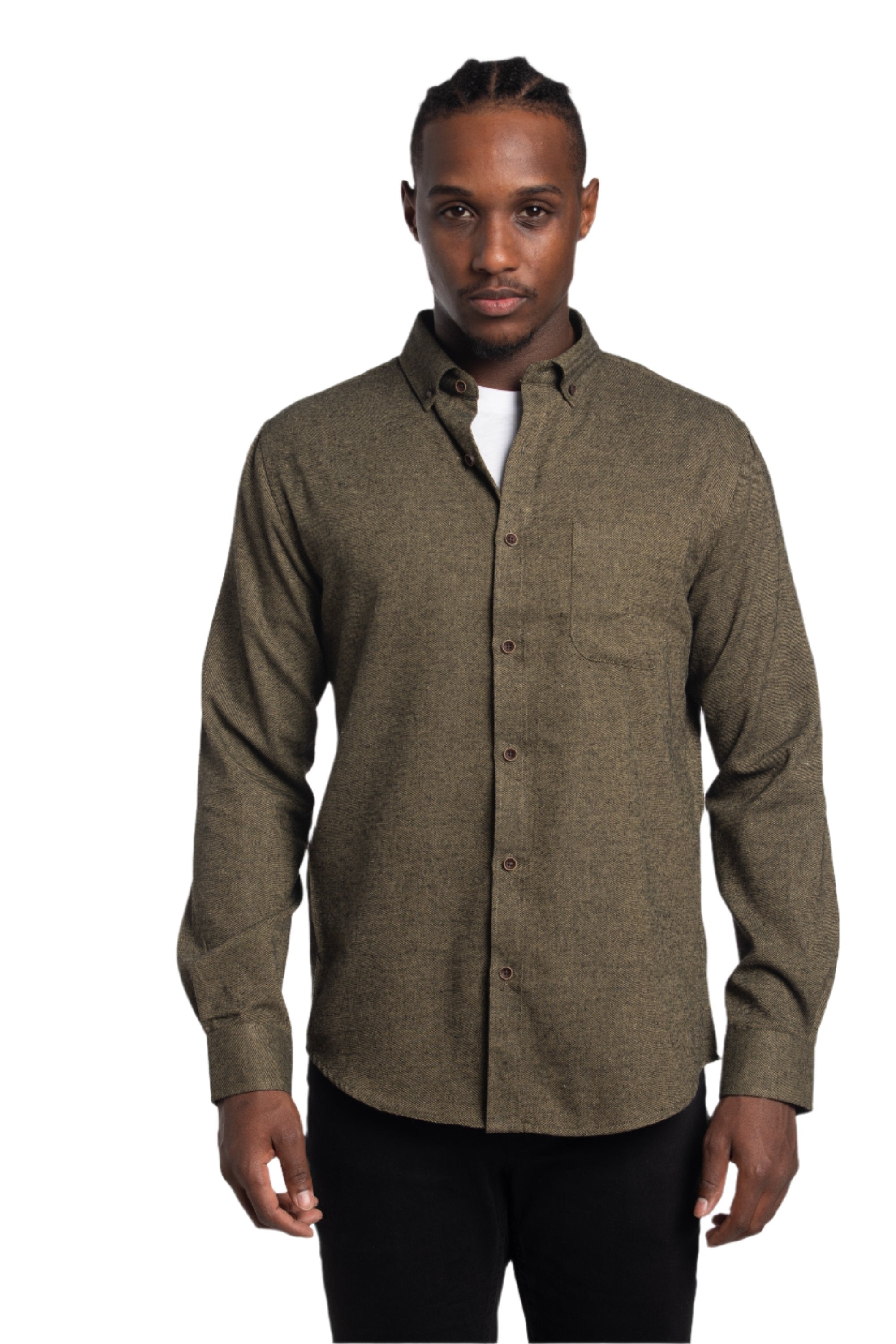 Chemise Tallinn en sergé diagonal brossé vert olive