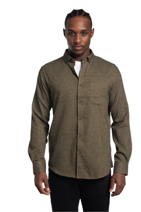 Tallinn Brushed Diagonal Twill Shirt in Olive Green