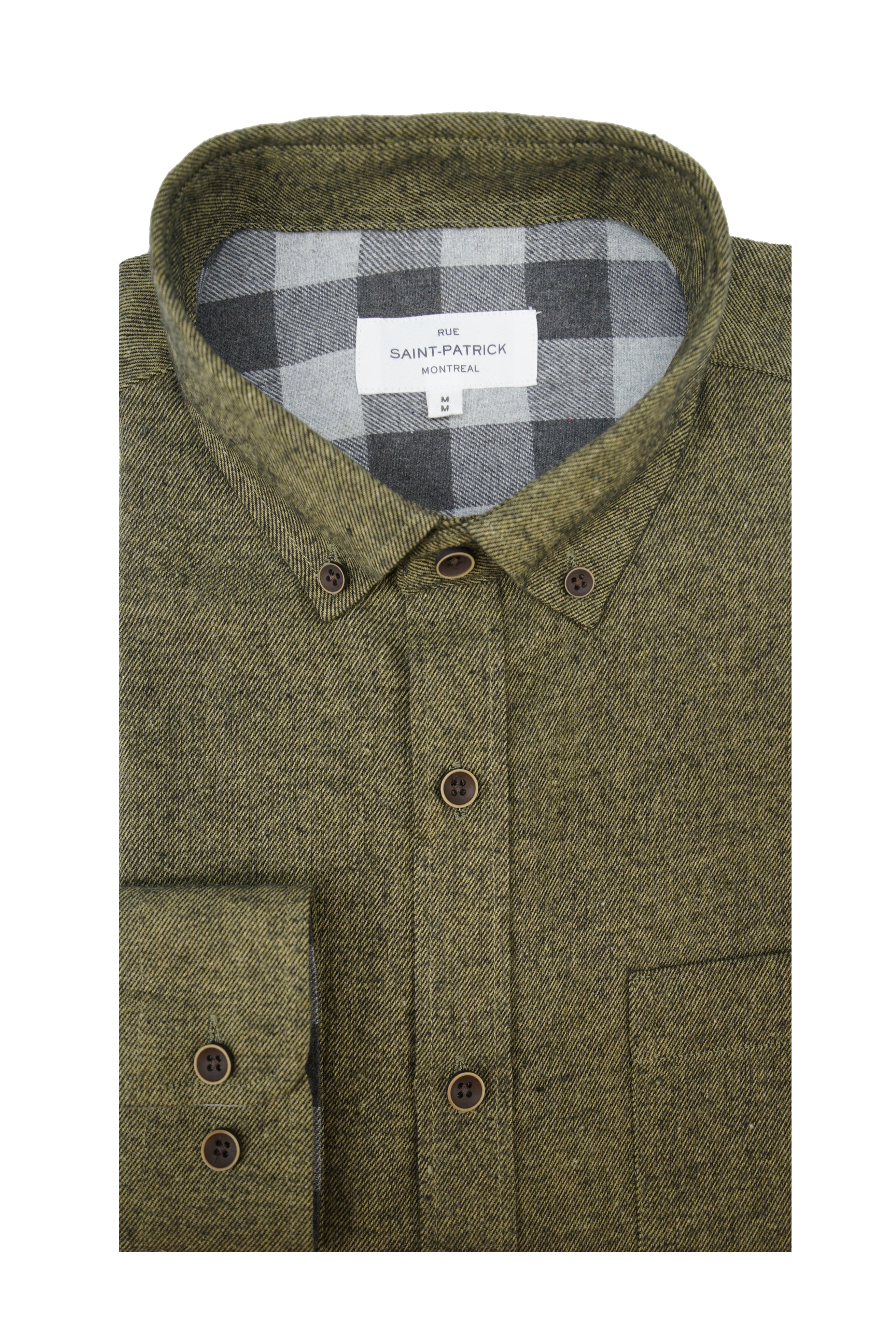 Chemise Tallinn en sergé diagonal brossé vert olive