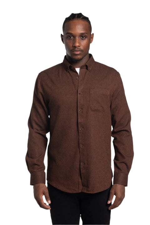 Hanover Brushed Diagonal Twill Shirt in Dark Mink