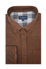 Chemise en sergé diagonal brossé Hanover en vison foncé