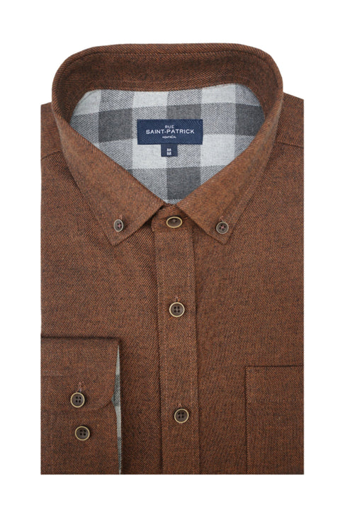 Hanover Brushed Diagonal Twill Shirt in Dark Mink