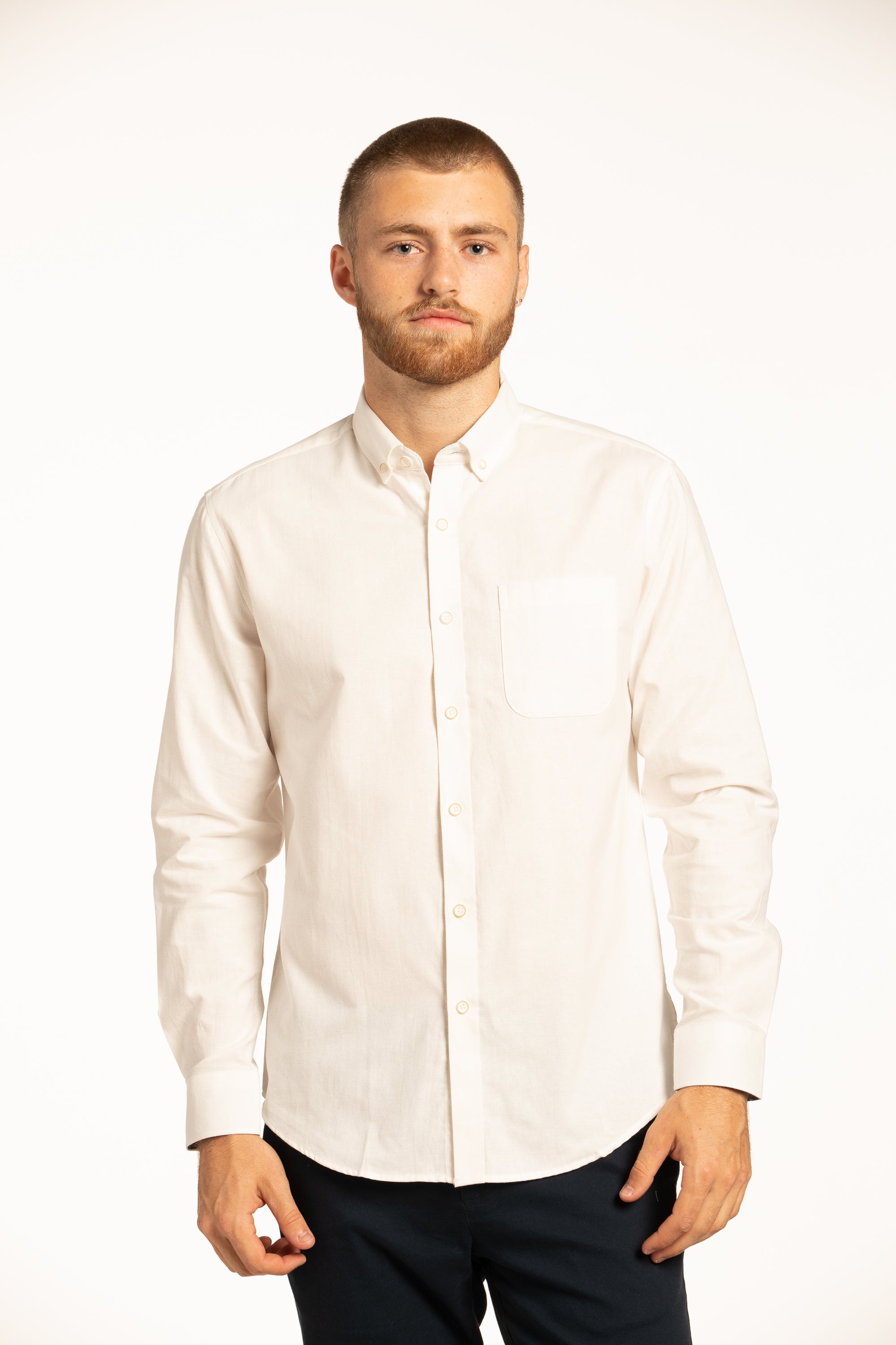 Chemise Oxford facile d'entretien Descartes en blanc