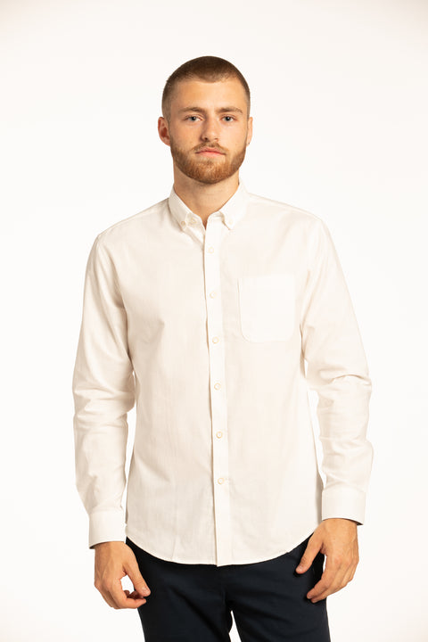 Descartes Easy-Care Oxford Shirt in White