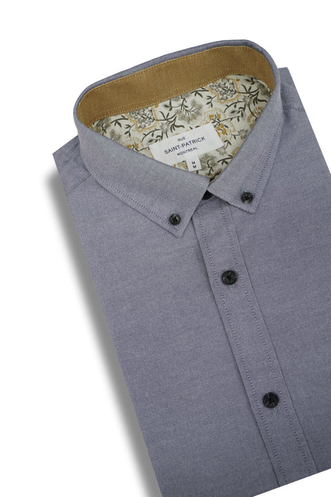 Columbus Easy-Care Oxford Shirt in Slate Grey