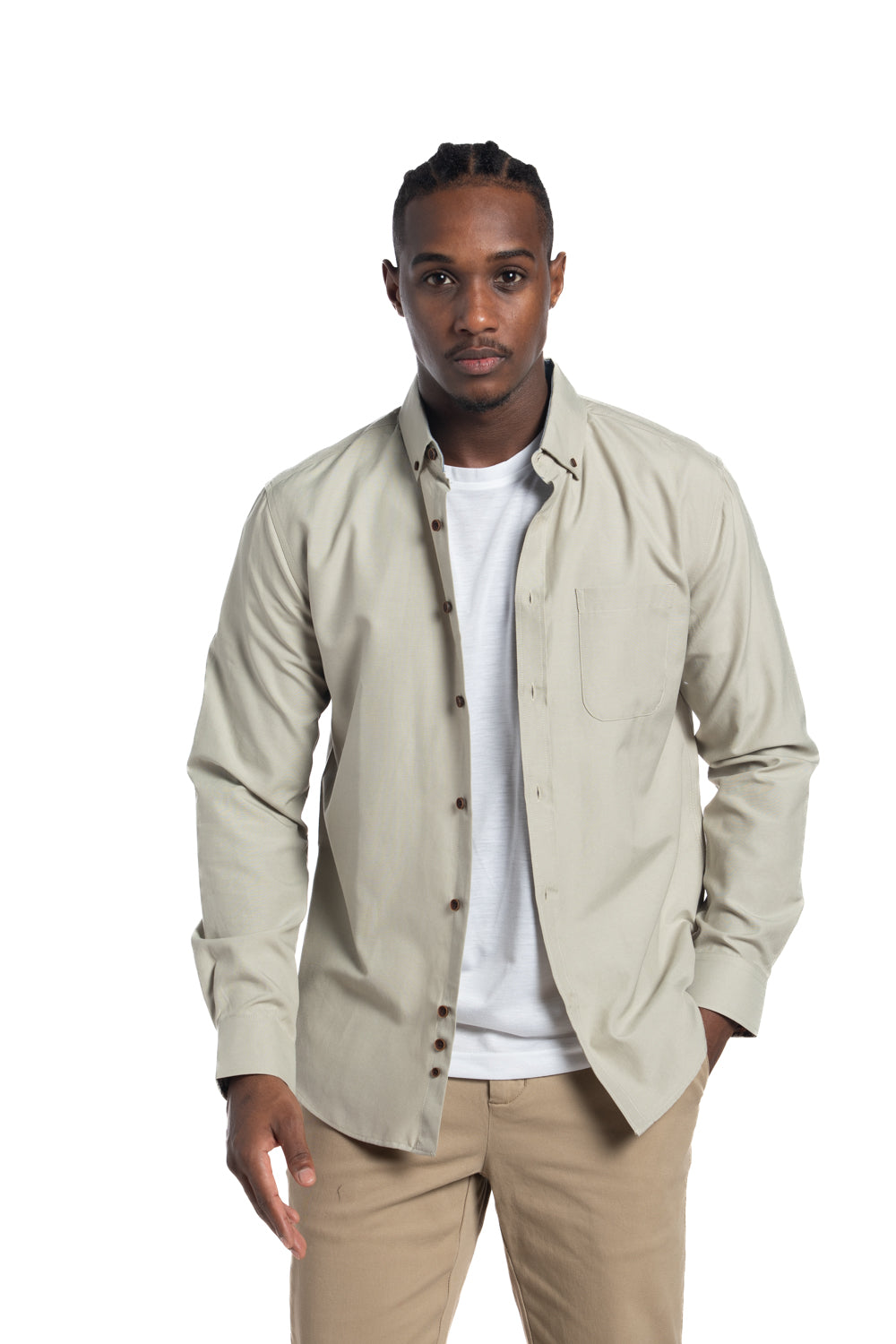 Chemise facile d'entretien Strasbourg en noisette