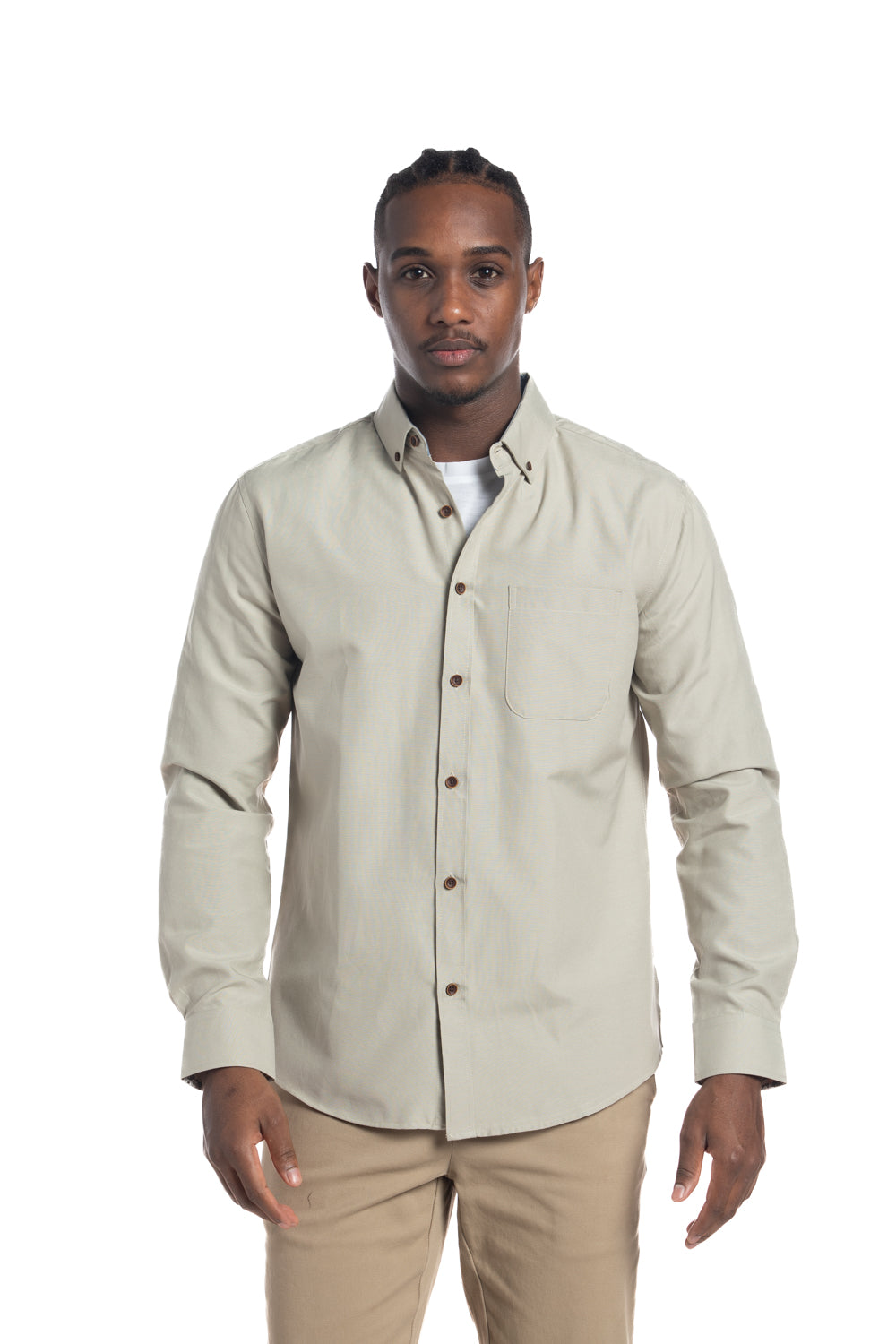 Chemise facile d'entretien Strasbourg en noisette