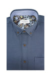 Chemise Oxford Colbert facile d'entretien en bleu aviation