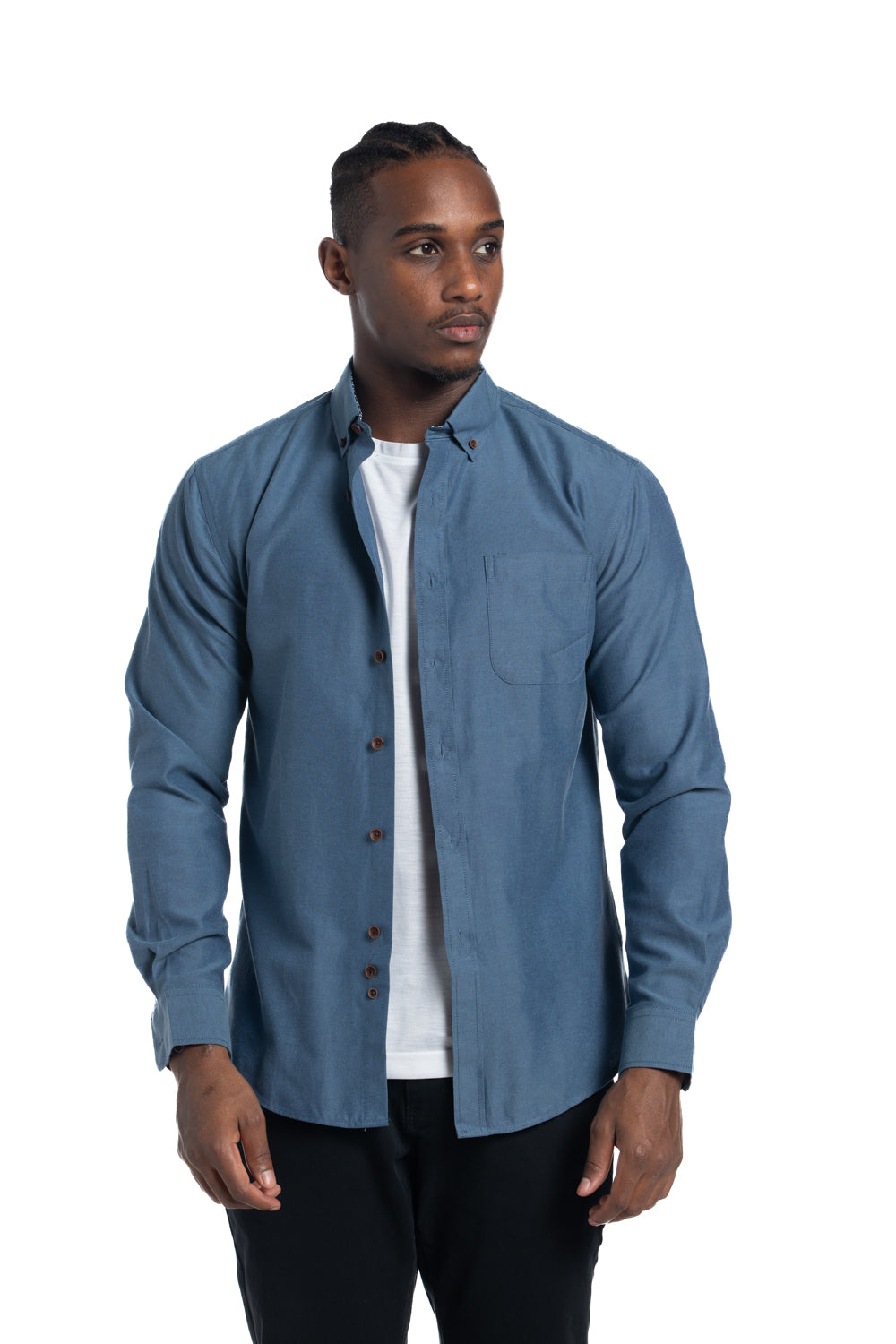 Chemise facile d'entretien Athens en indigo