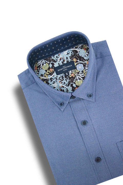 Langlois Easy-Care Oxford Shirt in Cornflower Blue