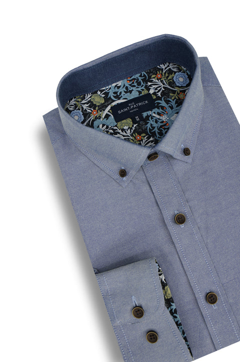 Bexhill Easy-Care Oxford Shirt in Dusty Blue