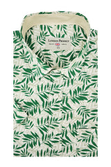Chemise à manches courtes Lisbon en vert chasseur et blanc