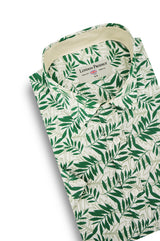 Chemise à manches courtes Lisbon en vert chasseur et blanc