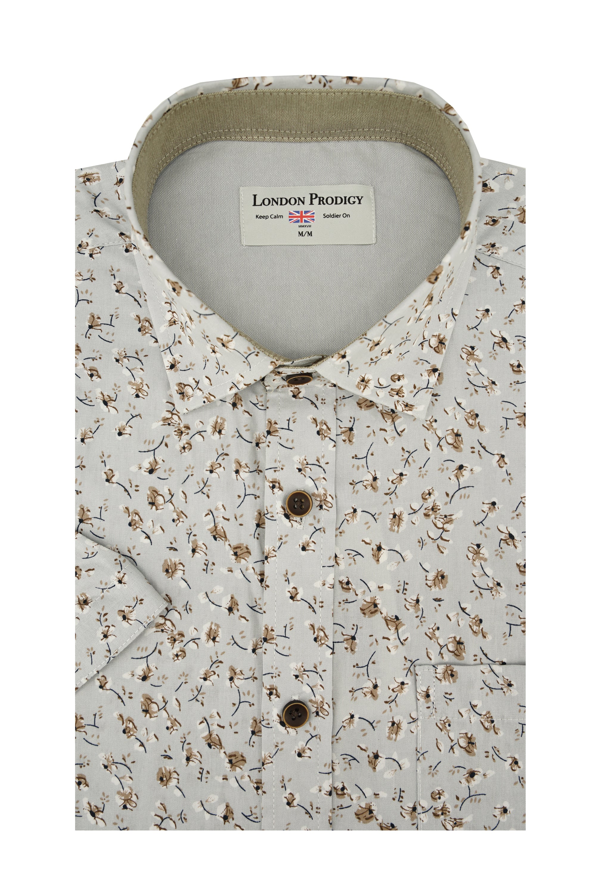 Chemise à manches courtes à fleurs Tarragona, gris fossile