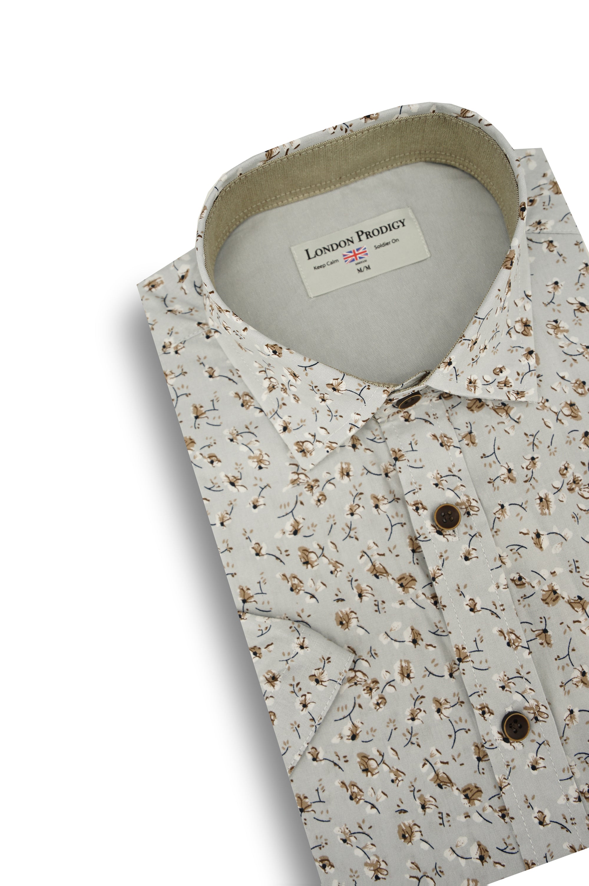 Chemise à manches courtes à fleurs Tarragona, gris fossile