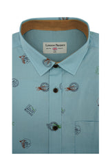Chemise à manches courtes à imprimé passeport Capri en bleu océan