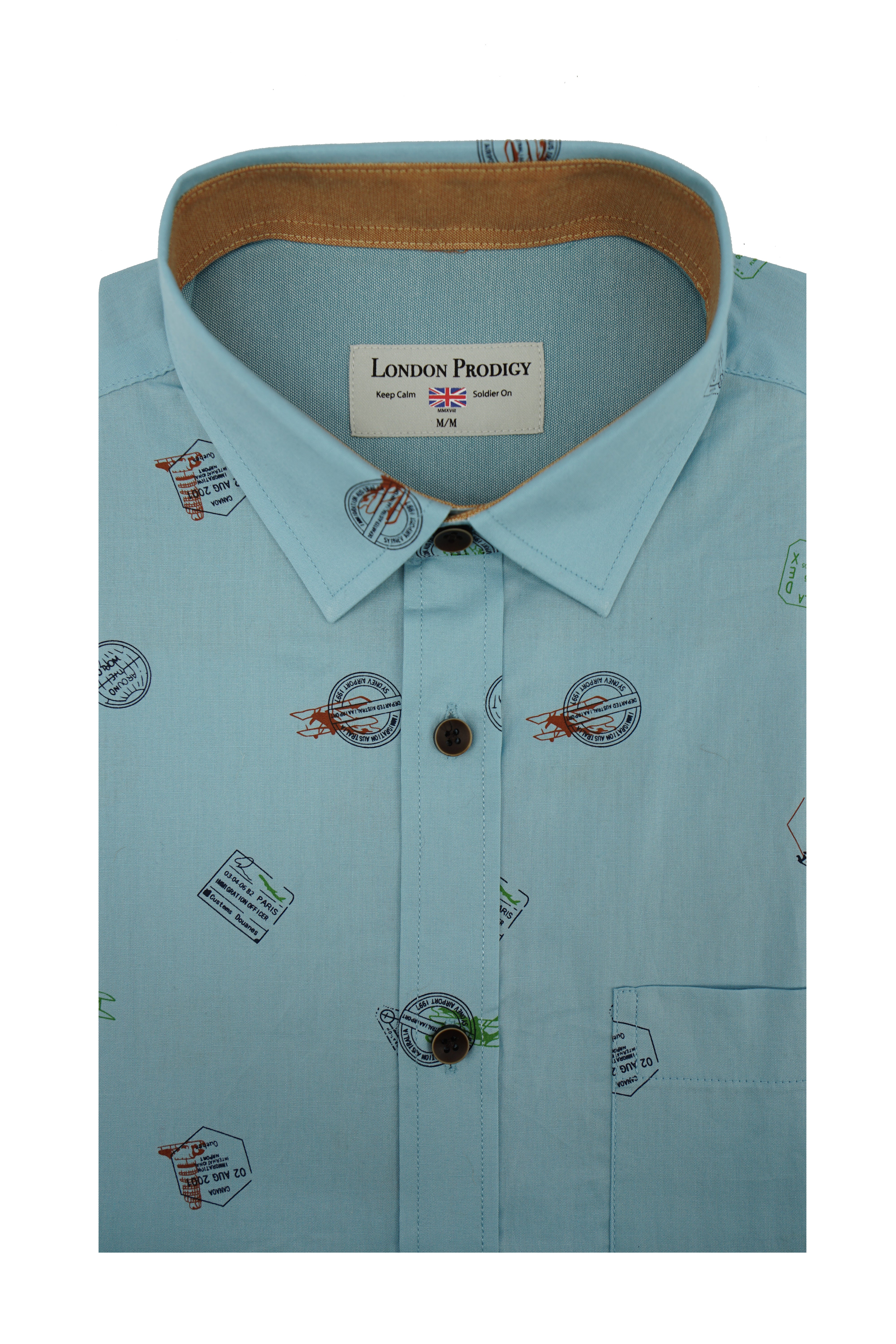 Chemise à manches courtes à imprimé passeport Capri en bleu océan