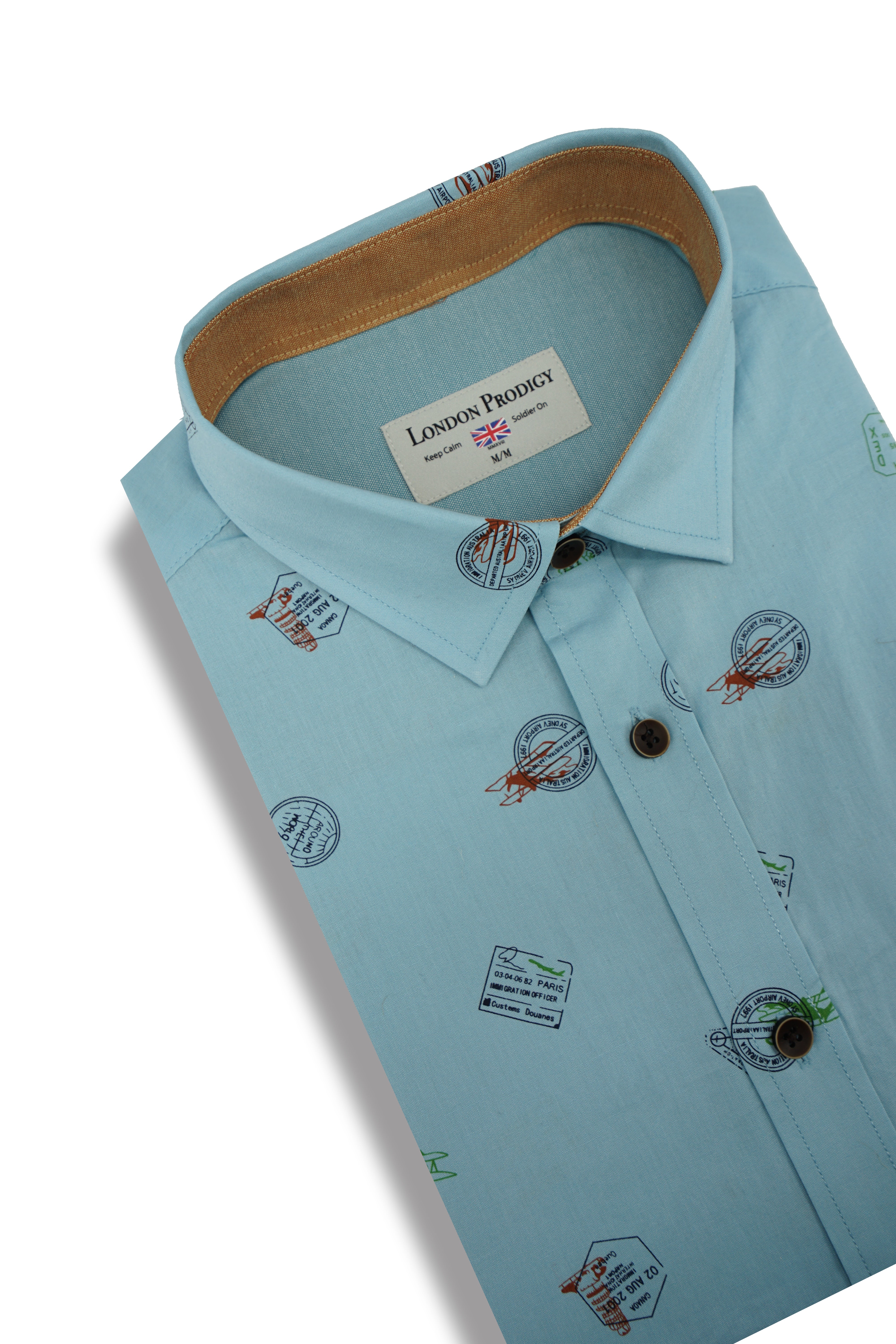 Chemise à manches courtes à imprimé passeport Capri en bleu océan