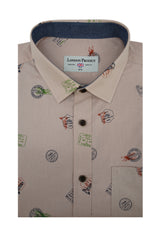 Chemise à manches courtes à imprimé passeport corse en rose poudré