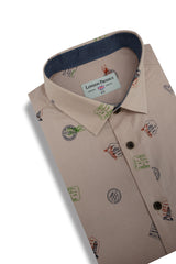 Chemise à manches courtes à imprimé passeport corse en rose poudré