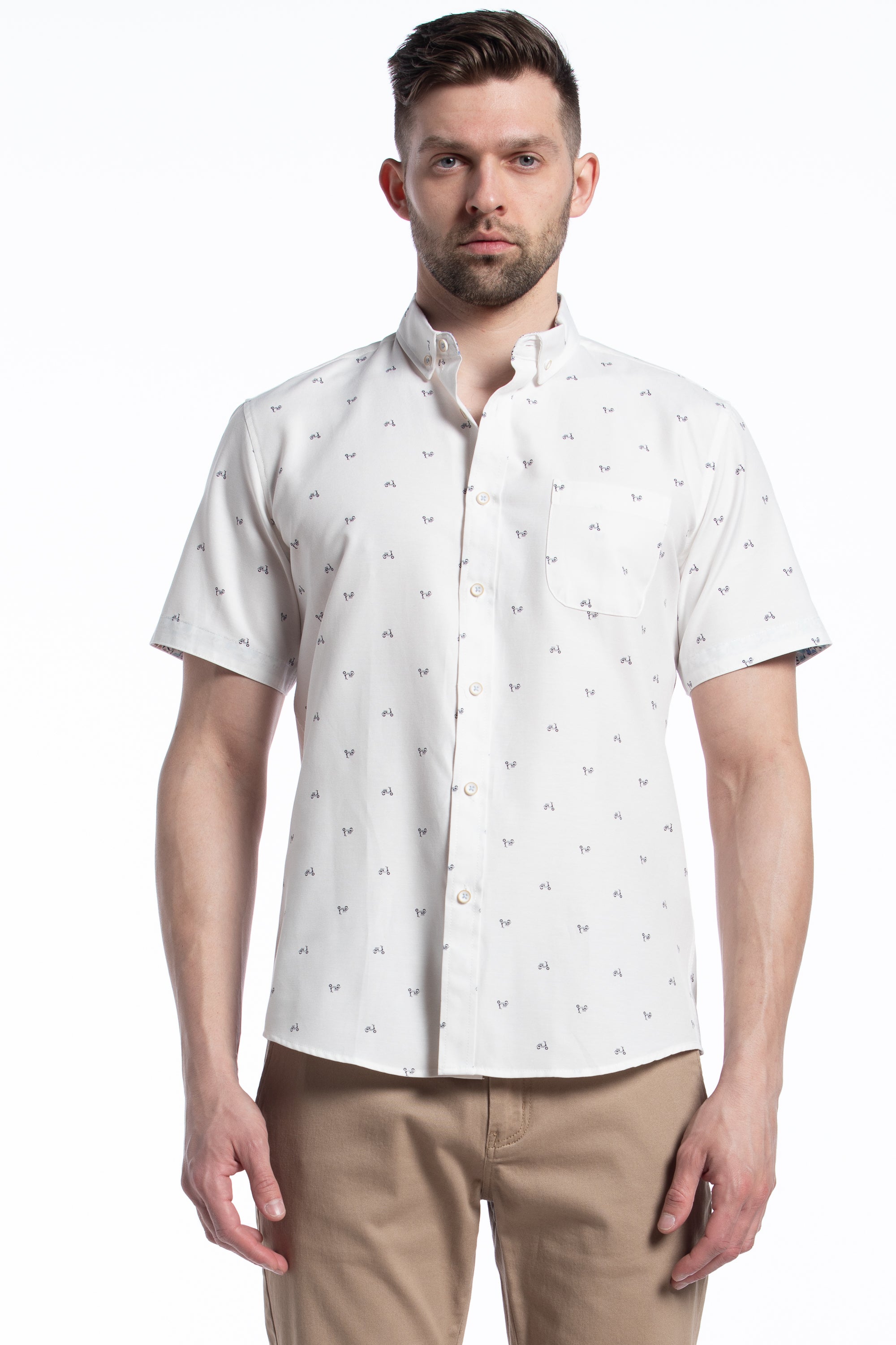 Chemise à manches courtes facile d'entretien Genoa en blanc