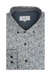 Tirana Poplin Shirt in Light Grey and Stone Blue
