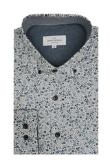 Tirana Poplin Shirt in Light Grey and Stone Blue