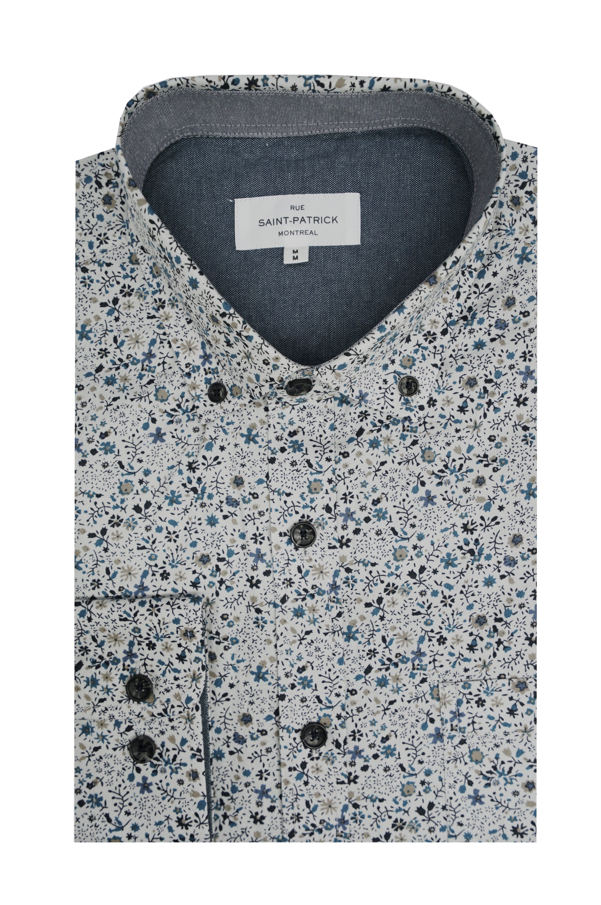 Tirana Poplin Shirt in Light Grey and Stone Blue