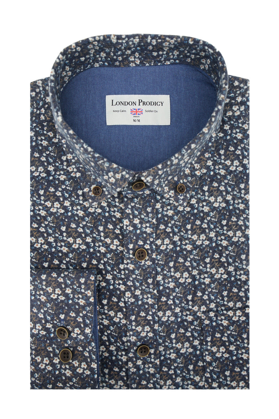 Chemise en flanelle à fleurs Dromore en bleu marine et blanc