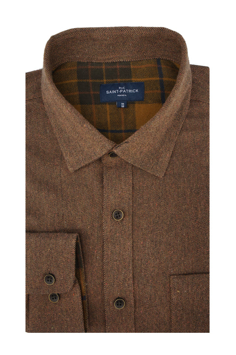 Edinburgh Stretch Twill Shirt in Bison Brown