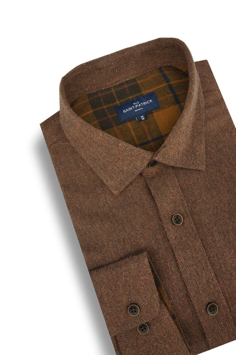 Edinburgh Stretch Twill Shirt in Bison Brown