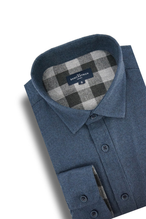 Outremont Stretch Flannel Shirt in Indigo