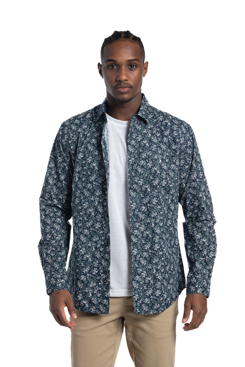 Cologne Poplin Shirt in Navy