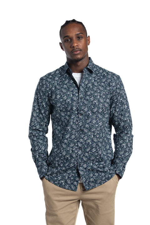 Cologne Poplin Shirt in Navy