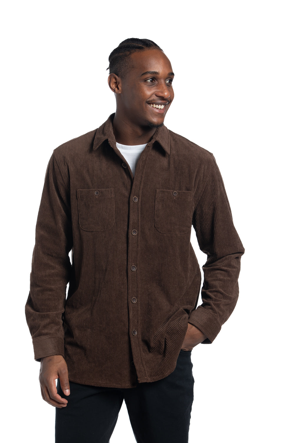 Edmonton Corduroy Overshirt in Dark Mocha