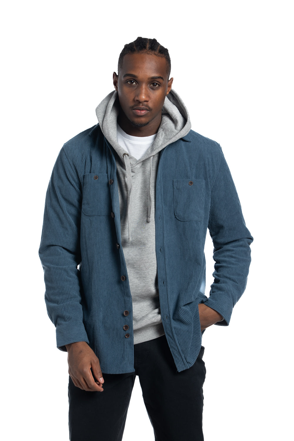 Calgary Corduroy Overshirt in Airforce Blue