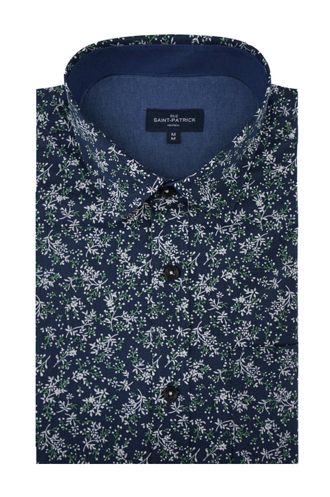 Cologne Poplin Shirt in Navy