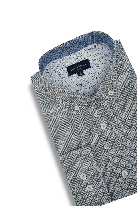 Clarkesville Wrinkle Free Shirt in Grey and Light Blue