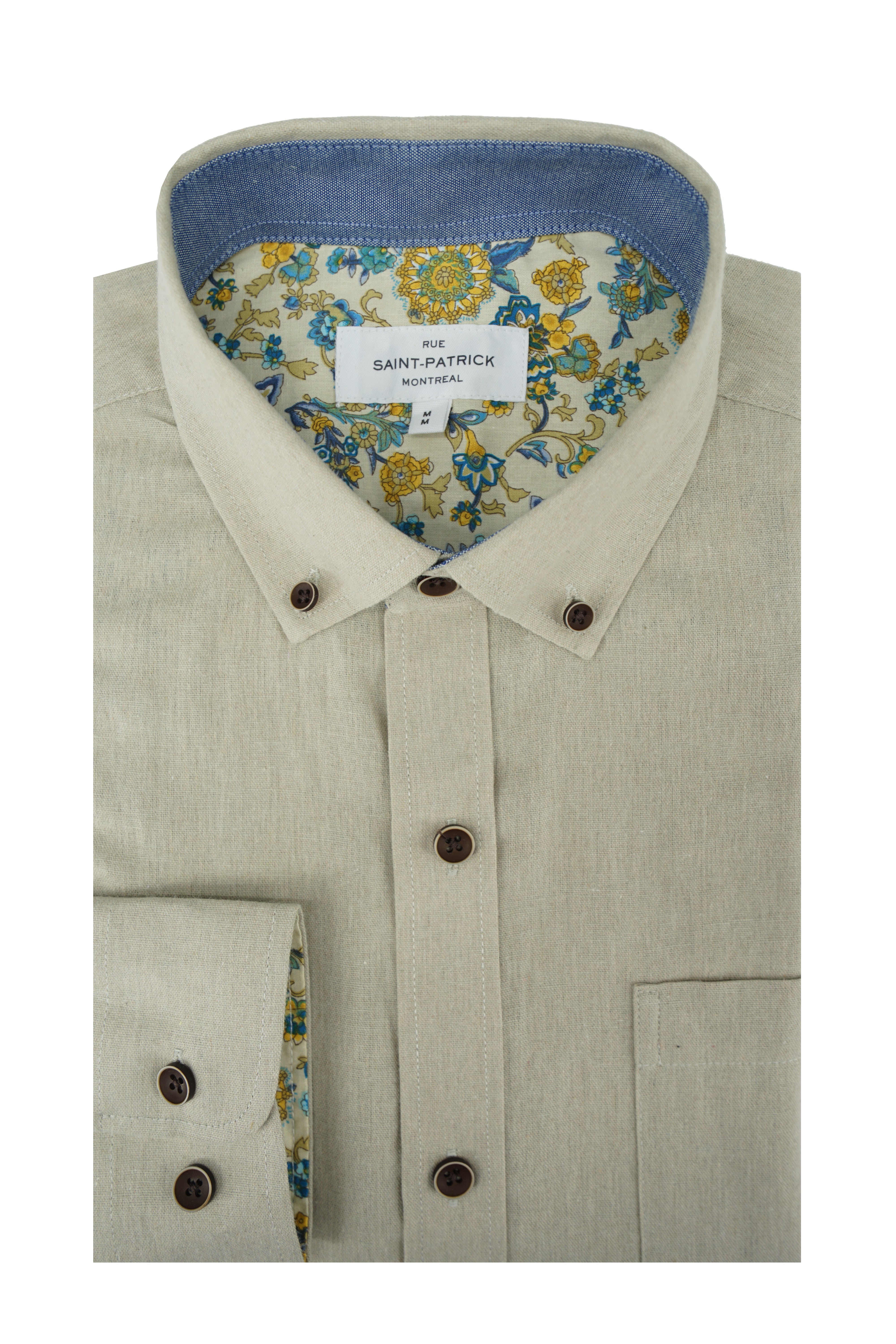 Chemise à manches longues en lin Callann en sauge