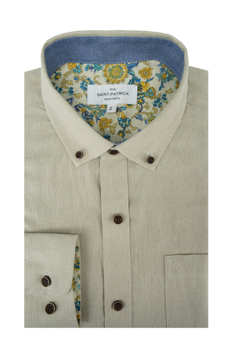 Callann Linen Long Sleeve Shirt in Sage