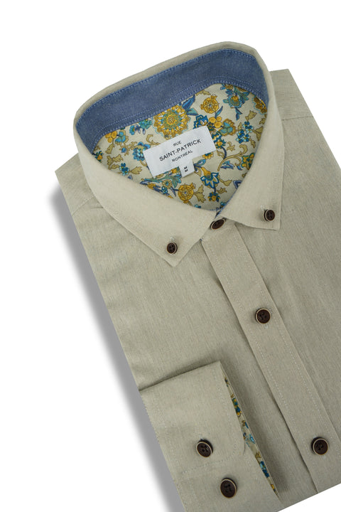 Callann Linen Long Sleeve Shirt in Sage