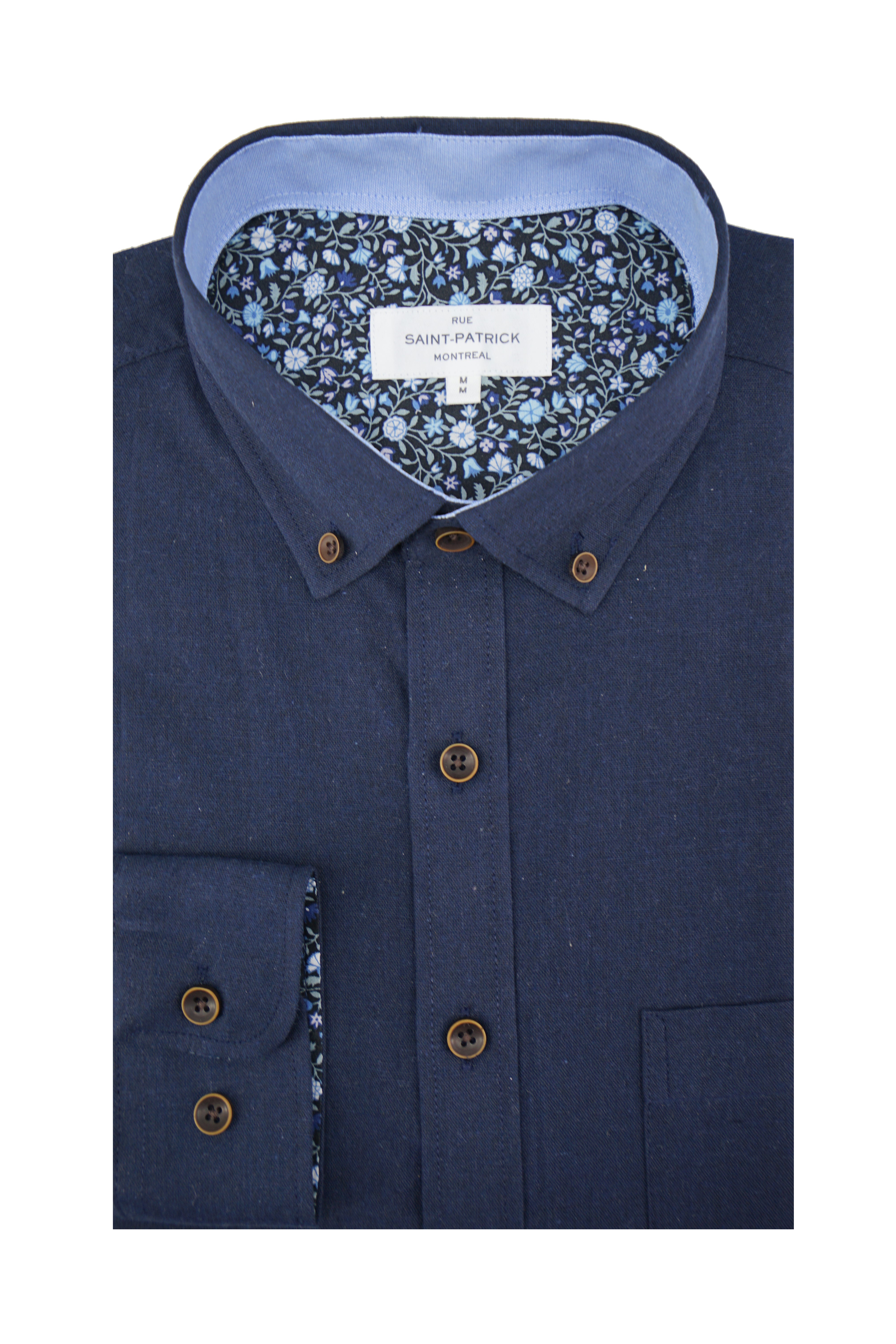 Chemise à manches longues en lin Killyleagh en bleu marine foncé