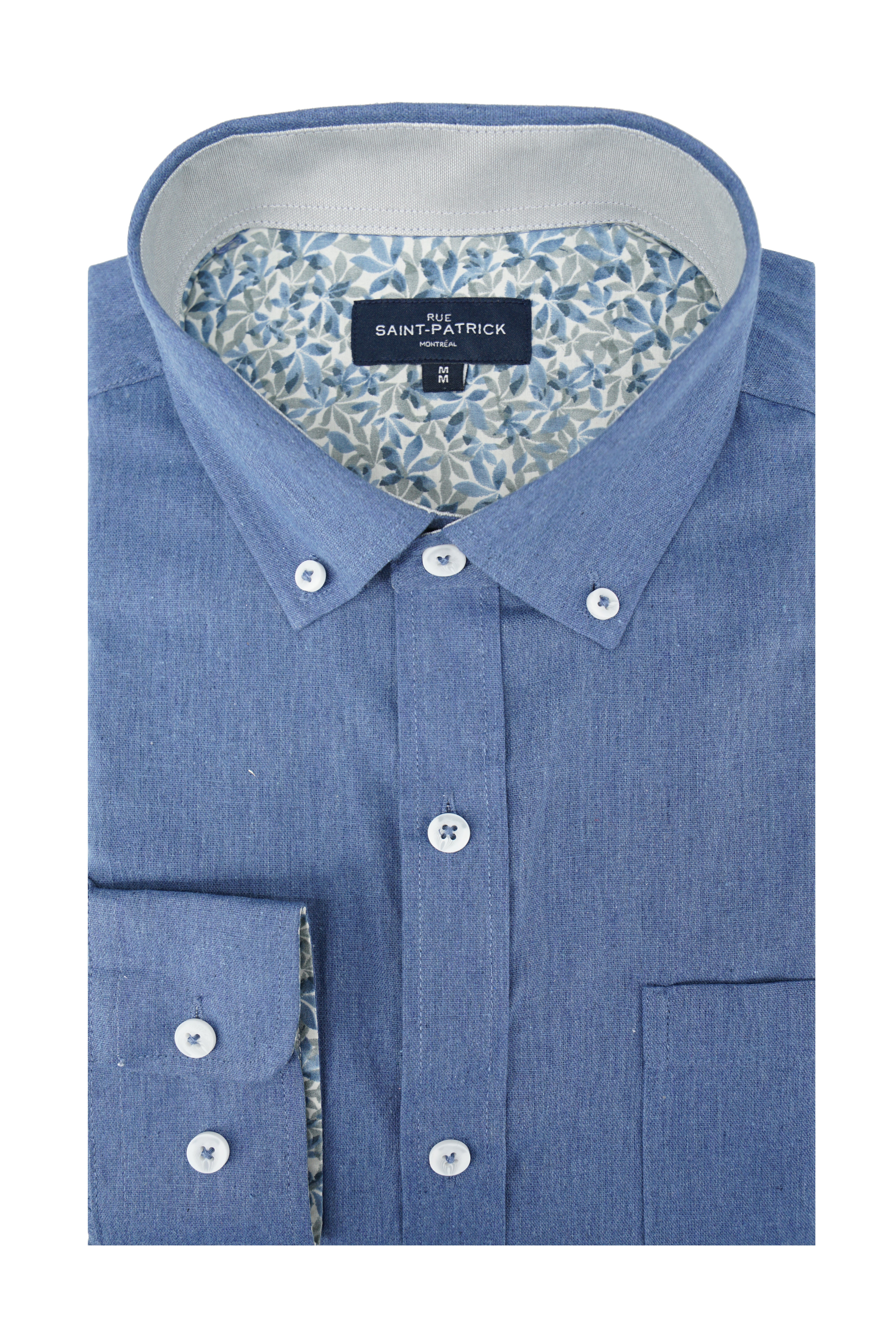 Chemise à manches longues en lin Kinsale en bleu aviation