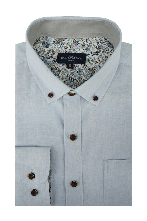 Thormond Linen Long Sleeve Shirt in Sky Blue