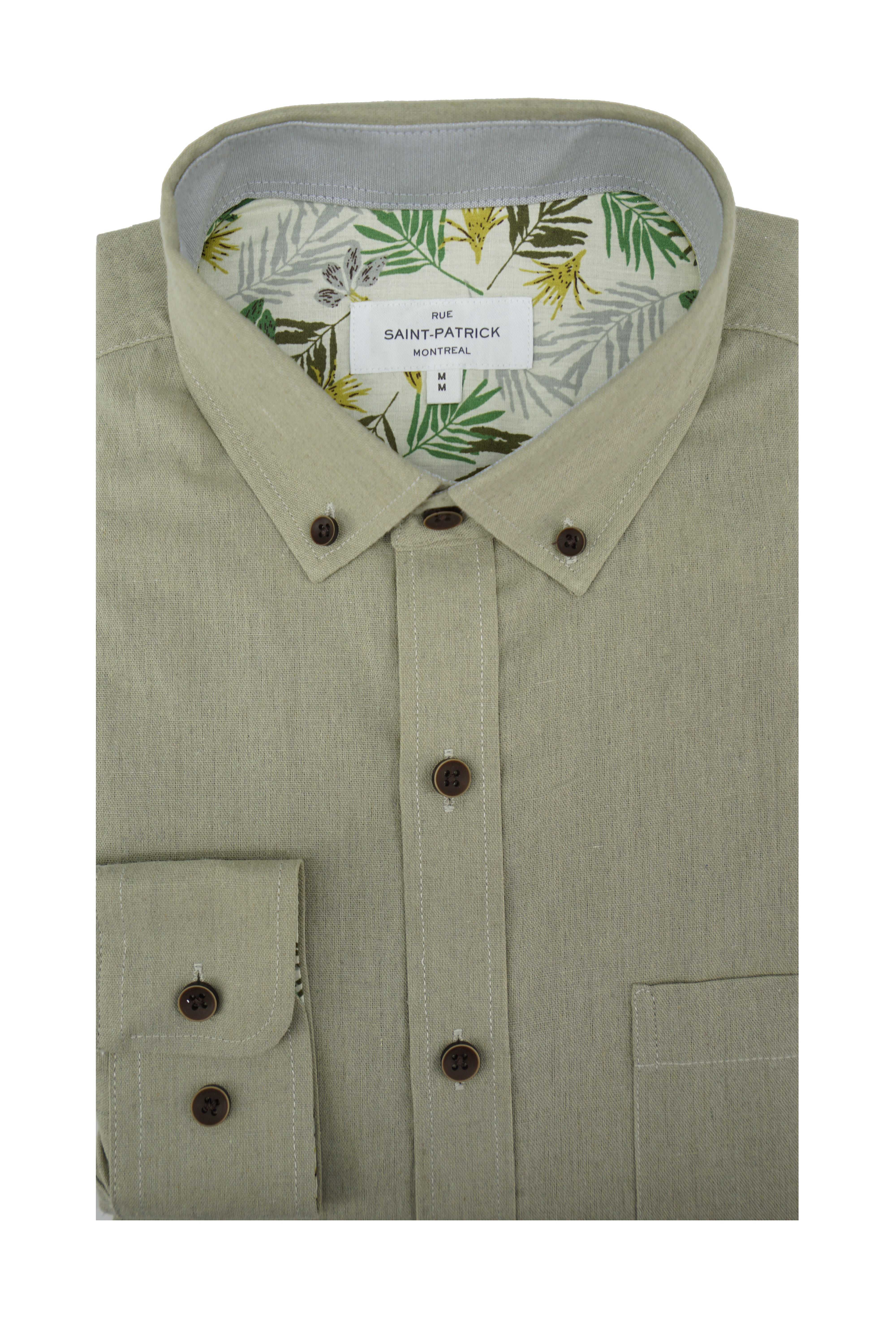 Chemise à manches longues en lin Granard en vert pomme