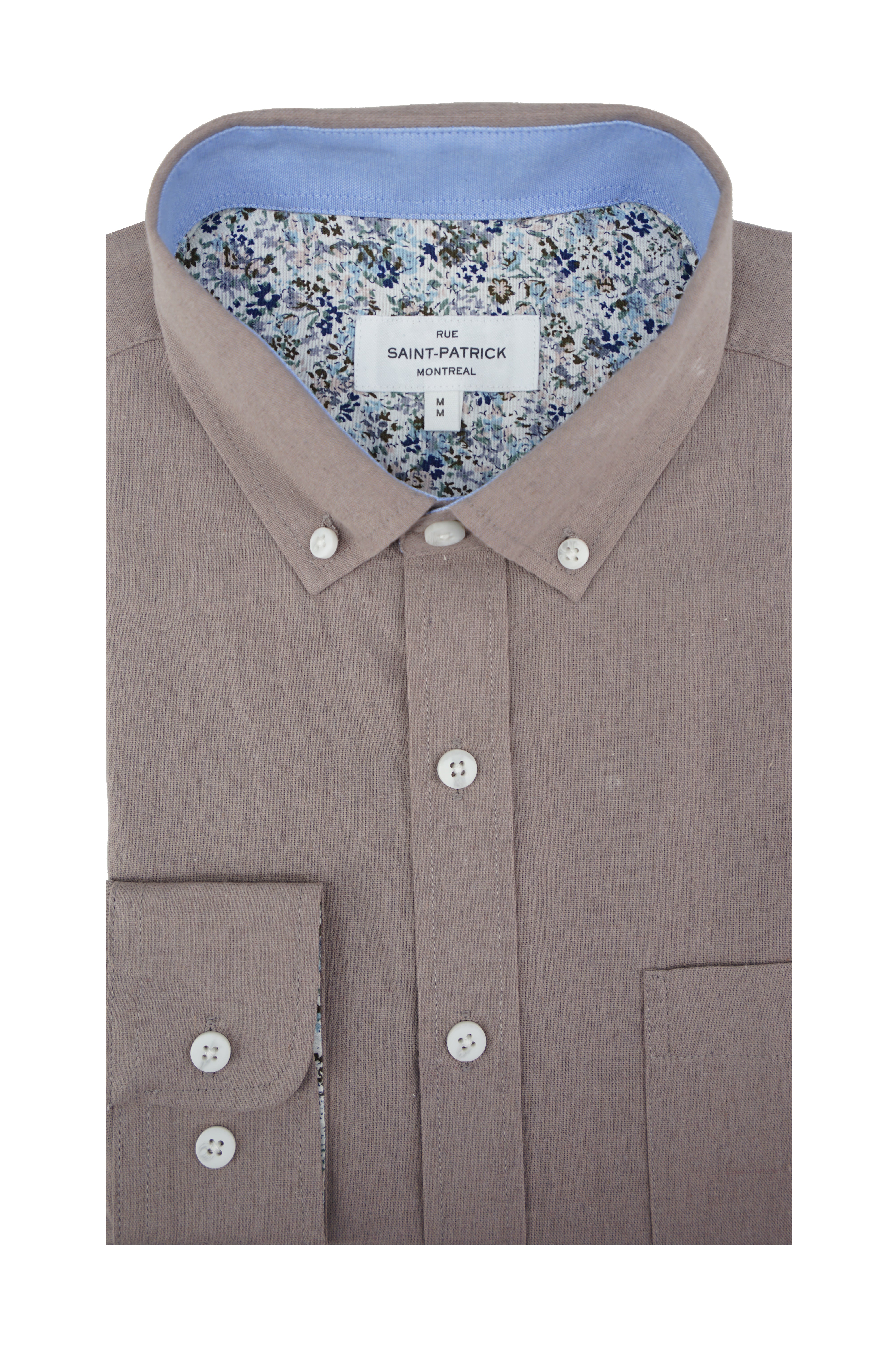 Chemise à manches longues en lin Meath, rose sombre