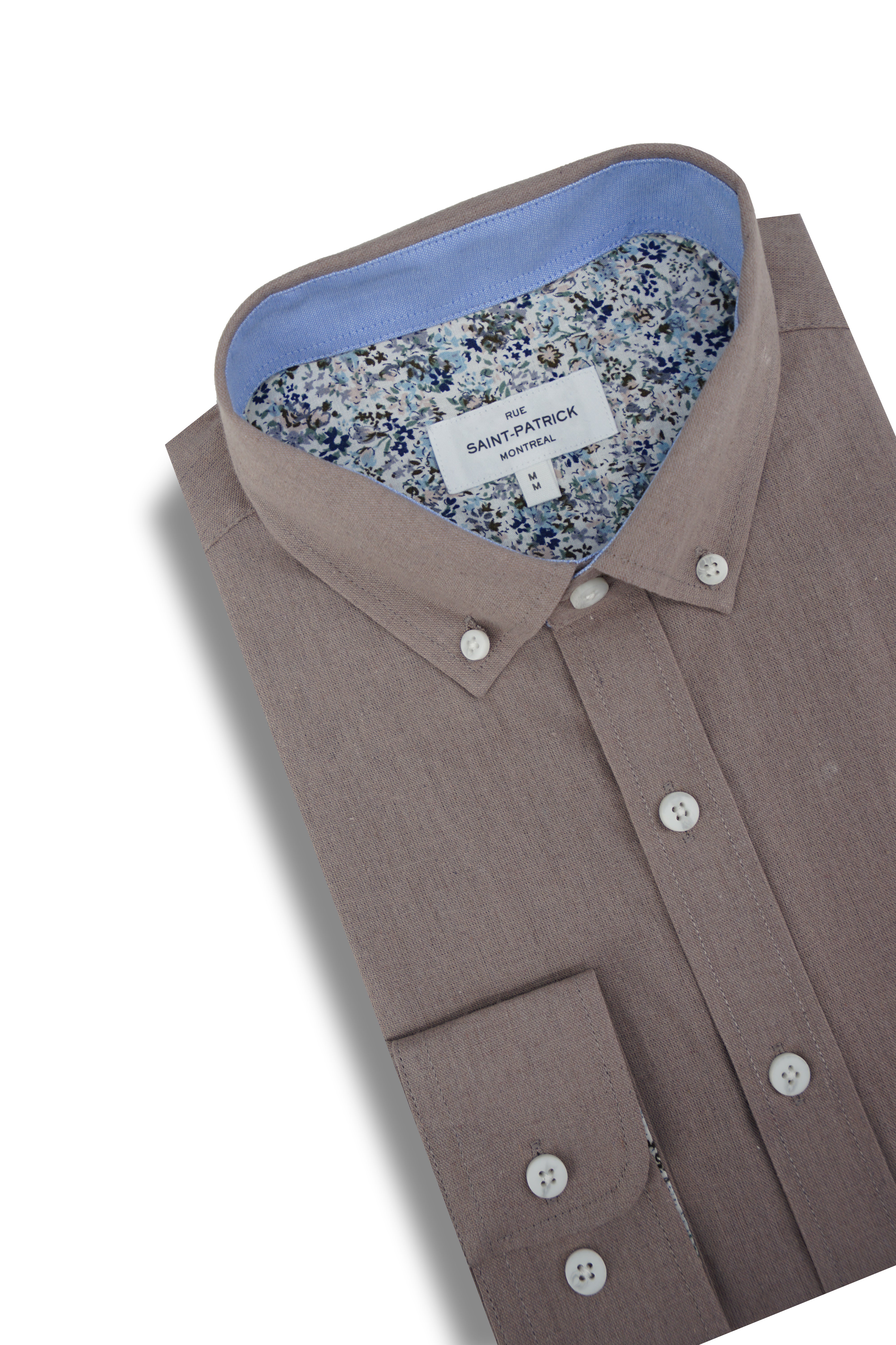 Chemise à manches longues en lin Meath, rose sombre