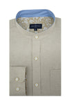 Derrylahan Linen Long Sleeve Shirt in Natural featuring a Mandarin Collar