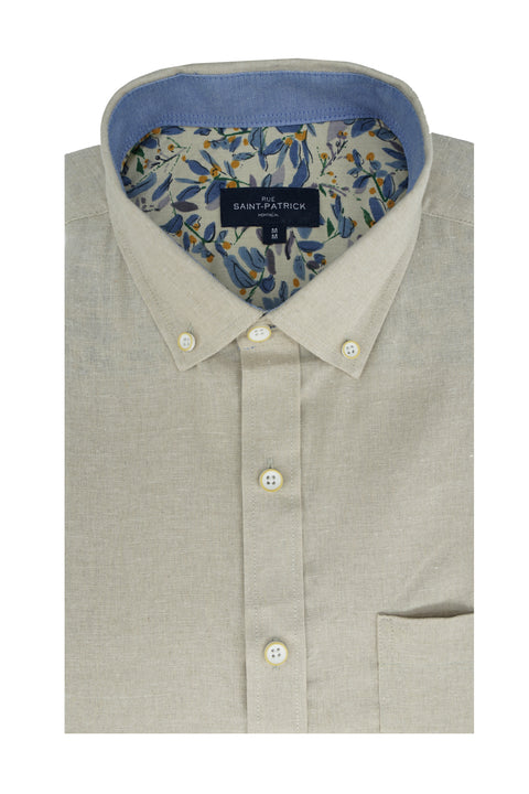 Mowbray Linen Blend Short Sleeve Shirt in Natural