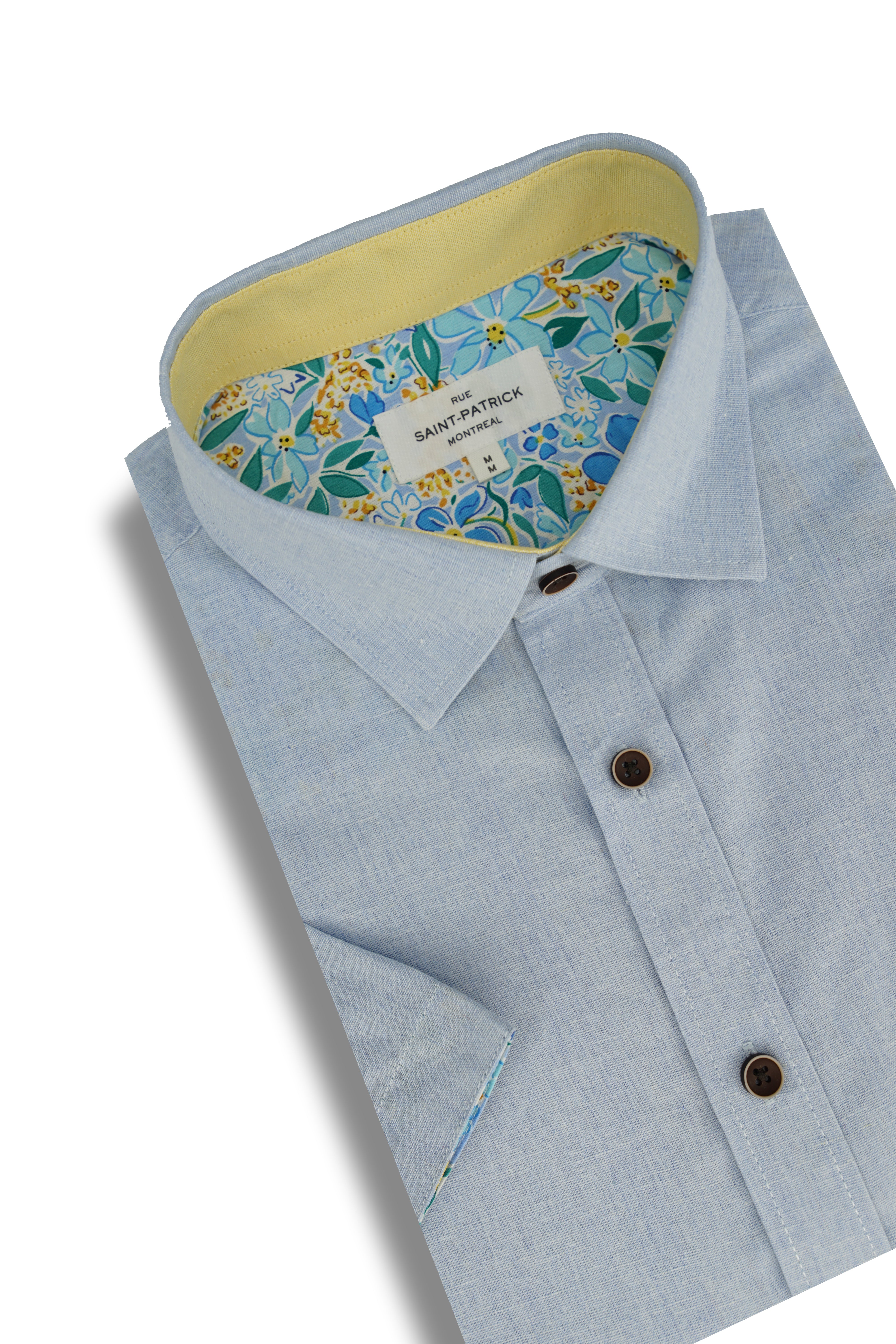 Lincolnshire Linen Blend Short Sleeve Shirt in Light Blue